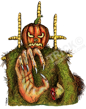 Pumpkin Head Scarecrow Colored Line Art Holidays Tricksplace